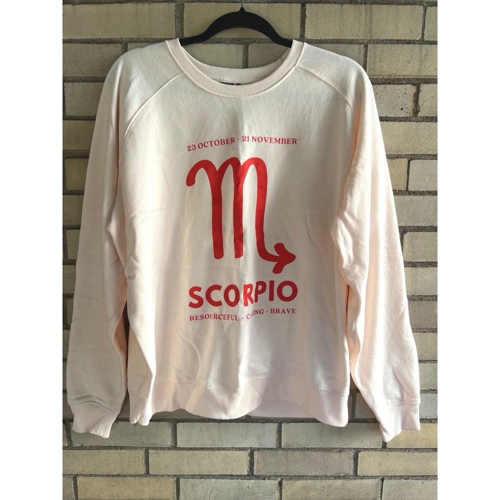 Anthropologie Scorpio Graphic Sweatshirt Pink Fleece Catherine O'Sullivan Large